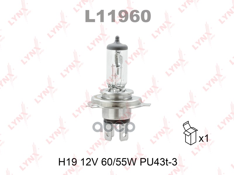 

Лампа H19 12v 60/55w Pu43t-3 LYNXauto арт. L11960