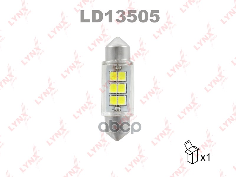 фото Лампа светодиодная 12v c5w w sv8,5 6900k lynxauto ld13505 c5w t11x35mm 12v sv8,5 6900k lyn