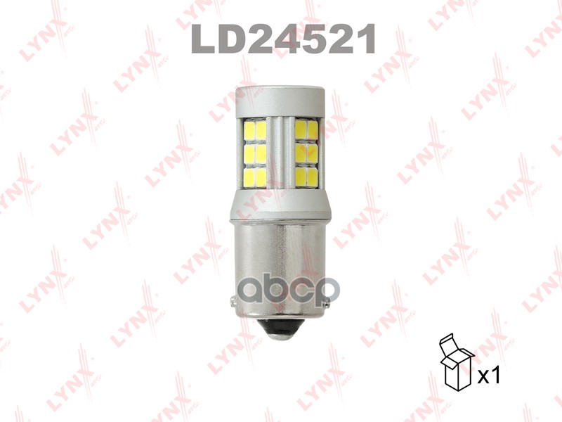 фото Лампа светодиодная 24v p21w 21w ba15s 6200k lynxauto led 1 шт. картон s25 ld24521 led p21w