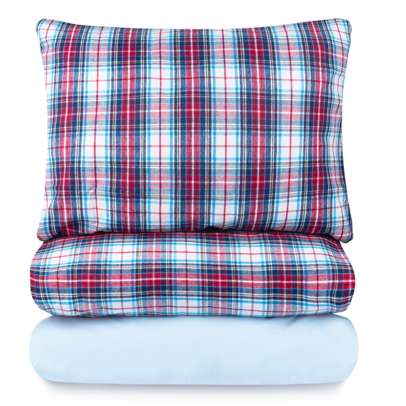 фото Комплект постельного белья семейный lameirinho flannel, красно-синяя клетка