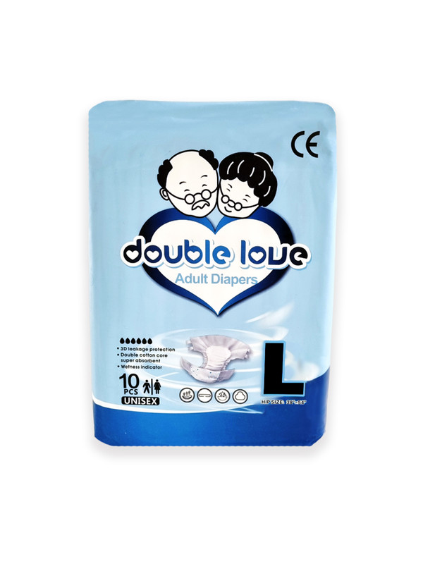 Купить Подгузники впитывающие для взрослых Double love одноразовые обхват 96-137 см р. L 10 шт.