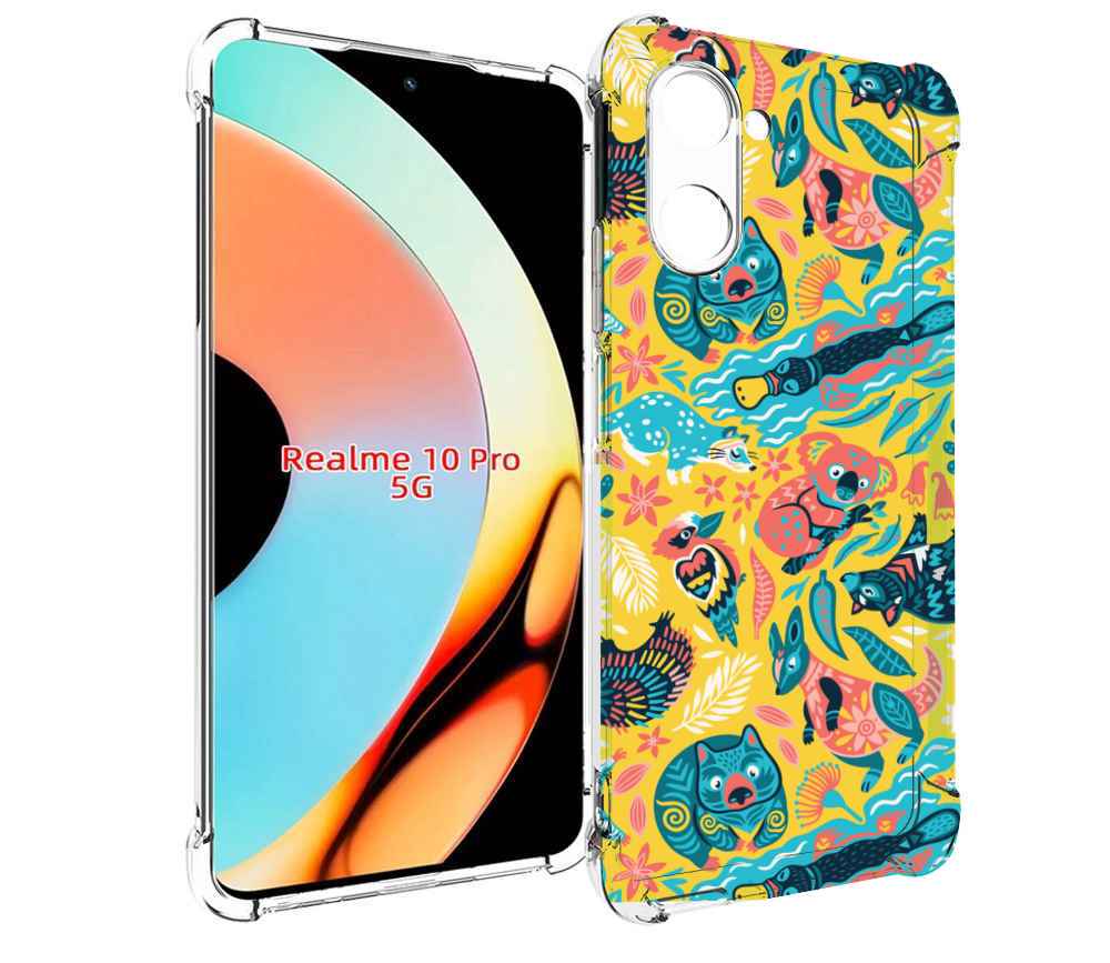 

Чехол бампер MyPads seamless-pattern для Realme 10 Pro противоуд..., Прозрачный, Tocco