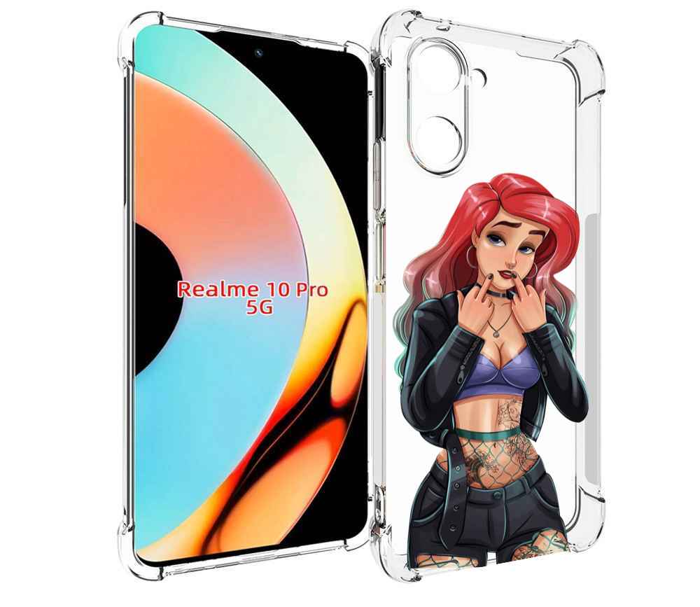 

Чехол бампер MyPads Ариэль-русалочка-готика для Realme 10 Pro пр..., Прозрачный, Tocco