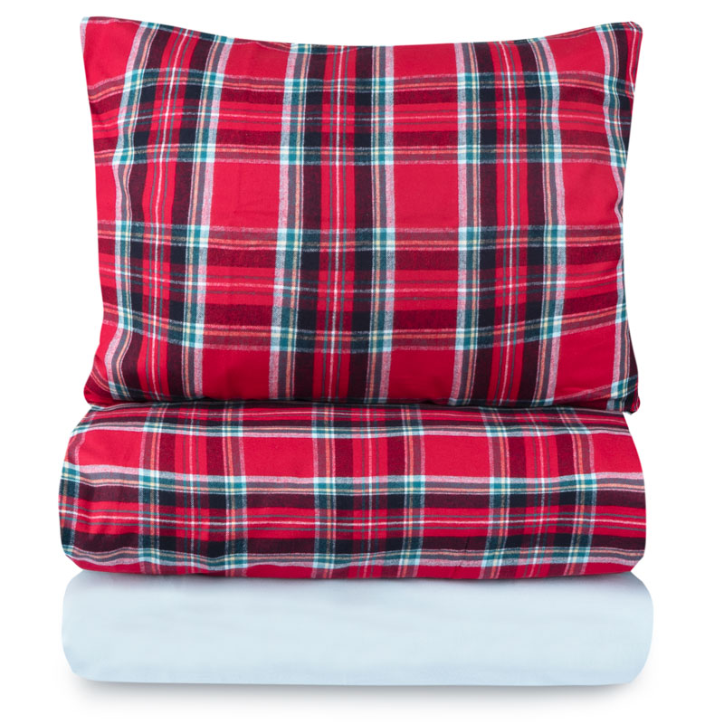 фото Комплект постельного белья евро lameirinho flannel, красная клетка