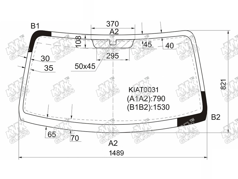 Лобовое стекло KMK GLASS для Kia Bongo KIAT0031