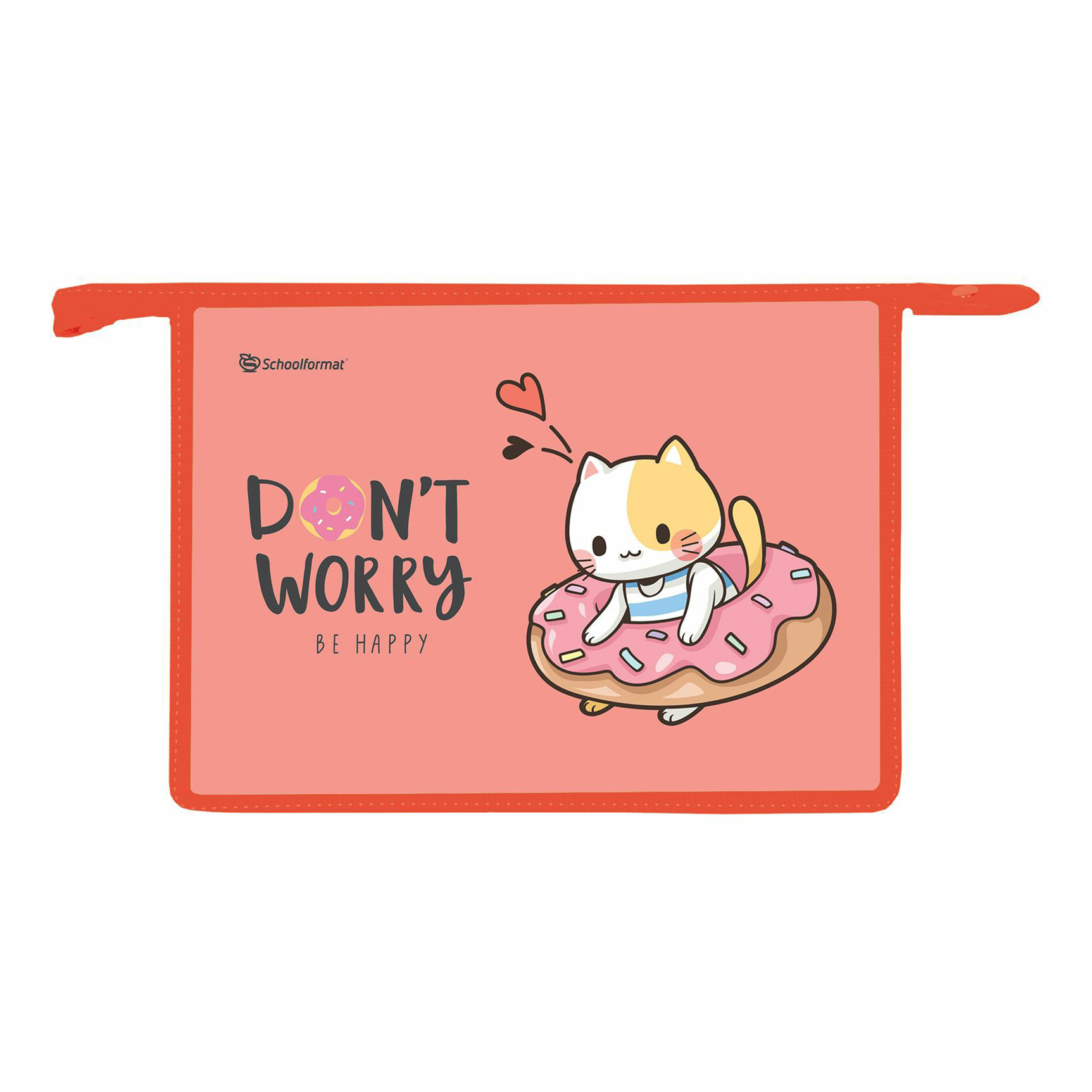

Папка для тетрадей Schoolformat Kitten Donut на молнии А4 розовая, Розовый