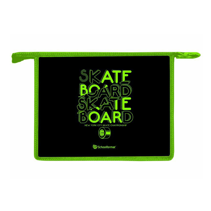 

Папка Schoolformat Neon Skate на молнии А4 черная, Черный