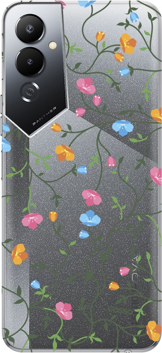 

Силиконовый чехол на Tecno Pova 4 с 3D принтом "Сurly Flowers" прозрачный, Прозрачный;голубой, 158051