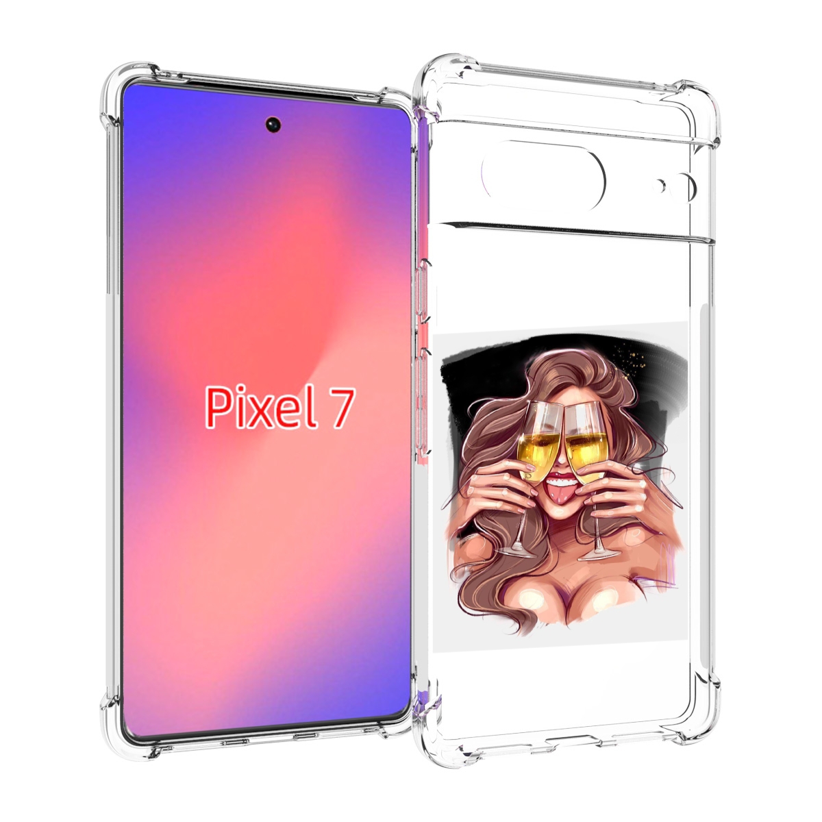 

Чехол Mypads Любительница-Шампанского-Модель Женский Для Google Pixel 7, Прозрачный, Tocco