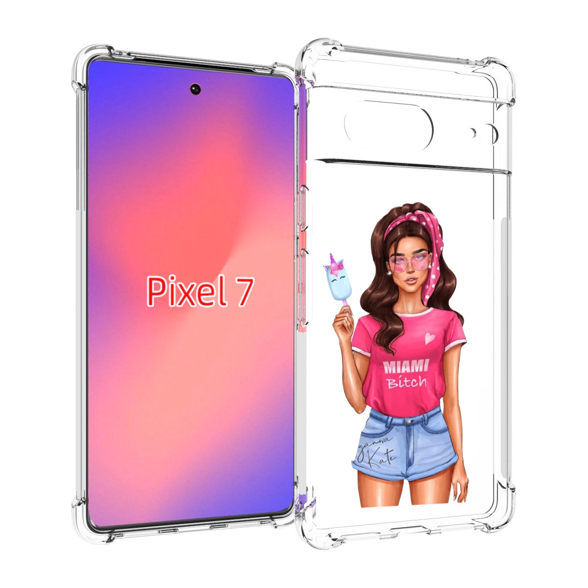 

Чехол Mypads Майами-Битч Женский Для Google Pixel 7, Прозрачный, Tocco