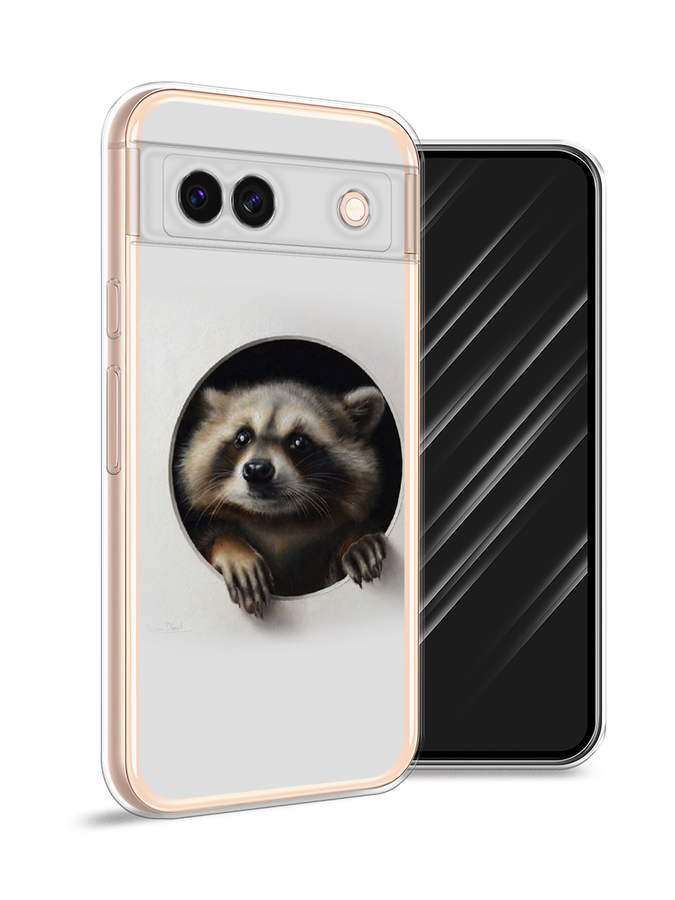 

Чехол Awog на Google Pixel 8A "Любопытный енот", Коричневый;черный;белый, 271750-1