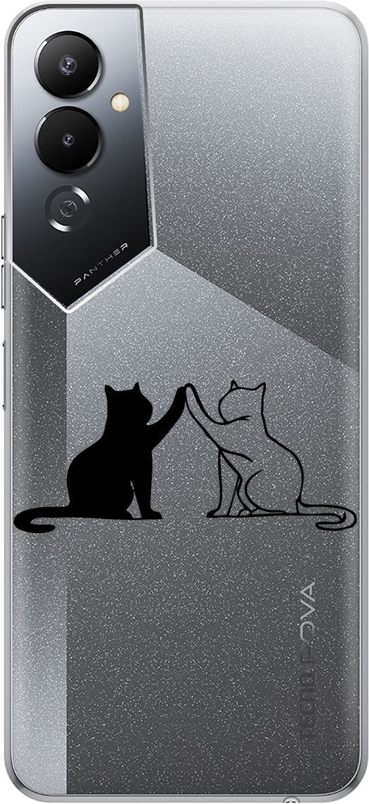 

Силиконовый чехол на Tecno Pova 4 с 3D принтом "Cats" прозрачный, Прозрачный;черный, 158052