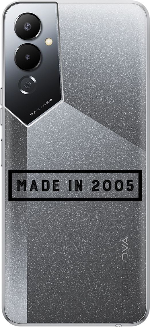 

Силиконовый чехол на Tecno Pova 4 с 3D принтом "2005" прозрачный, Прозрачный;черный, 158052