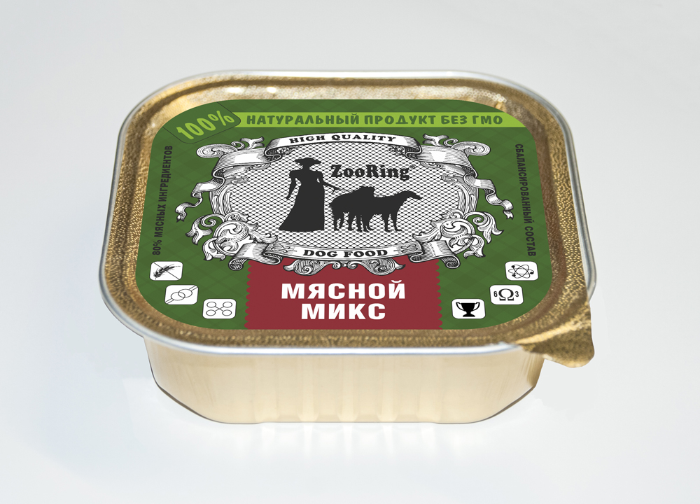 

ZOORINGКорм для взрослых собак паштет, Мясной микс, 100 гр, 16 шт., Мясной микс