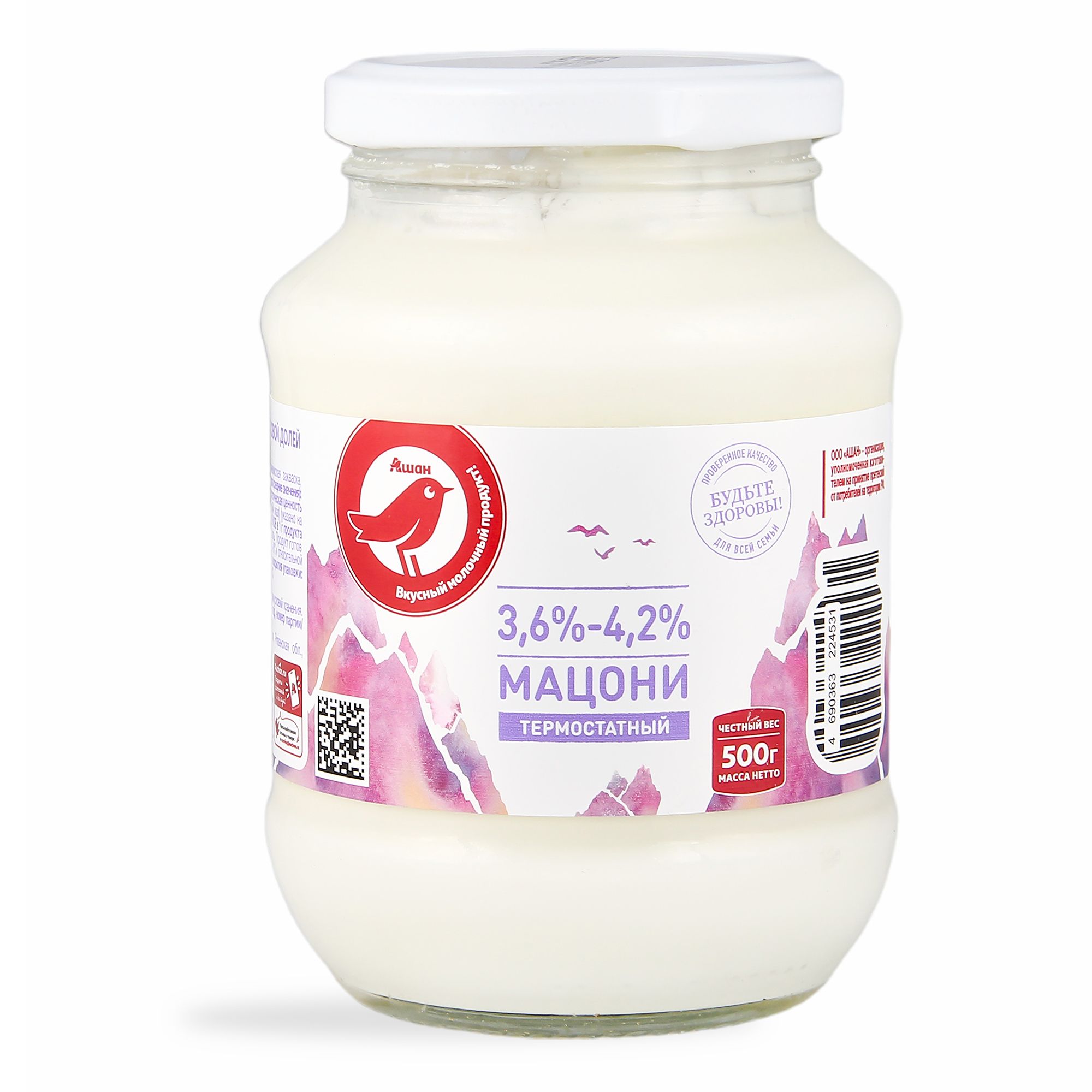 

Мацони АШАН Красная птица термостатный 3,6 - 4,2% 500 мл