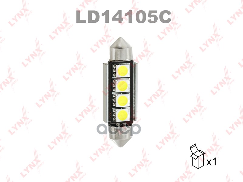 фото Лампа светодиодная 12v c5w 5w sv8,5 7000k lynxauto canbus 1 шт. картон t11x41mm ld14105c l