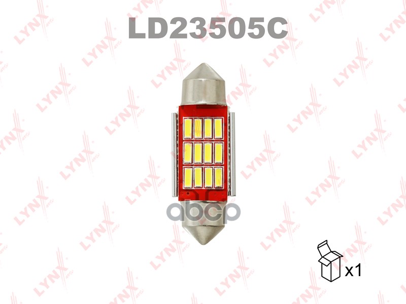 фото Лампа светодиодная 24v c5w 5w sv8,5 7000k lynxauto canbus 1 шт. картон t11x35mm ld23505c l