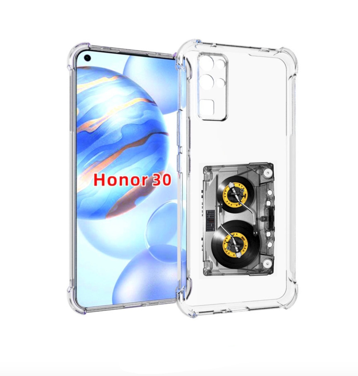 

Чехол бампер MyPads Кассета музыкальная для Honor 30 (BMH-AN10), Прозрачный, Tocco