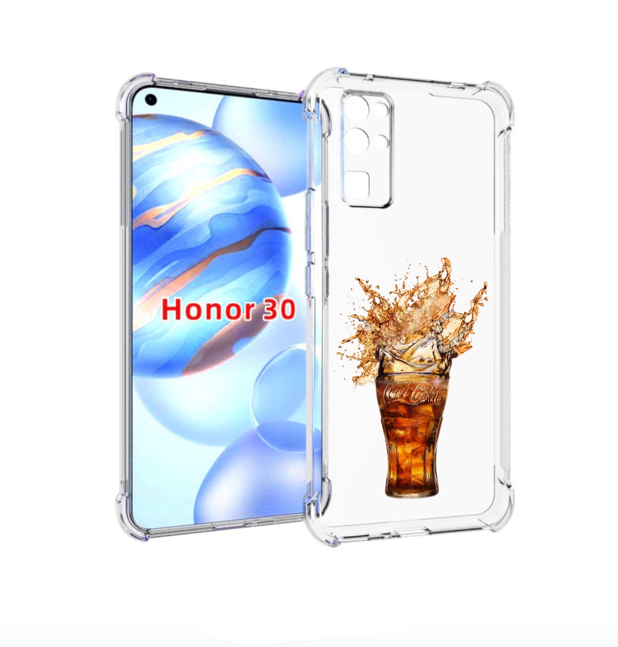 

Чехол бампер MyPads Кола-в-стакане для Honor 30 (BMH-AN10) проти, Прозрачный, Tocco