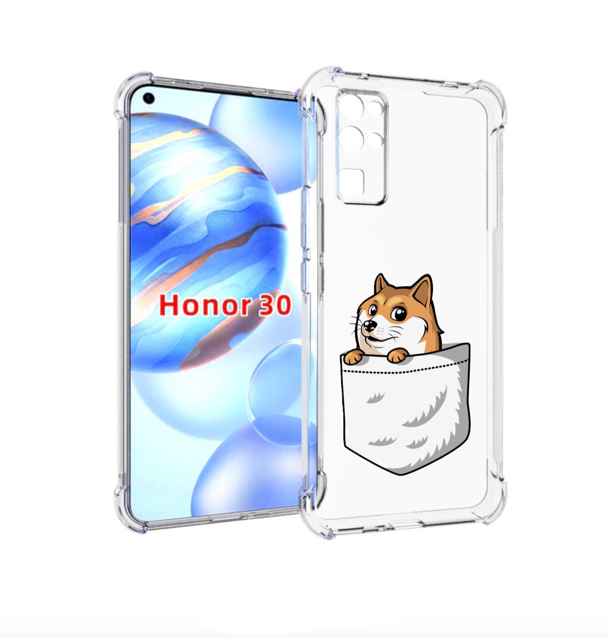 

Чехол бампер MyPads Корги в кармане для Honor 30 (BMH-AN10) прот, Прозрачный, Tocco