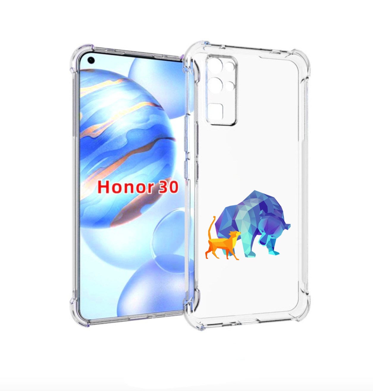 

Чехол бампер MyPads Кот-и-медведь для Honor 30 (BMH-AN10) против, Прозрачный, Tocco