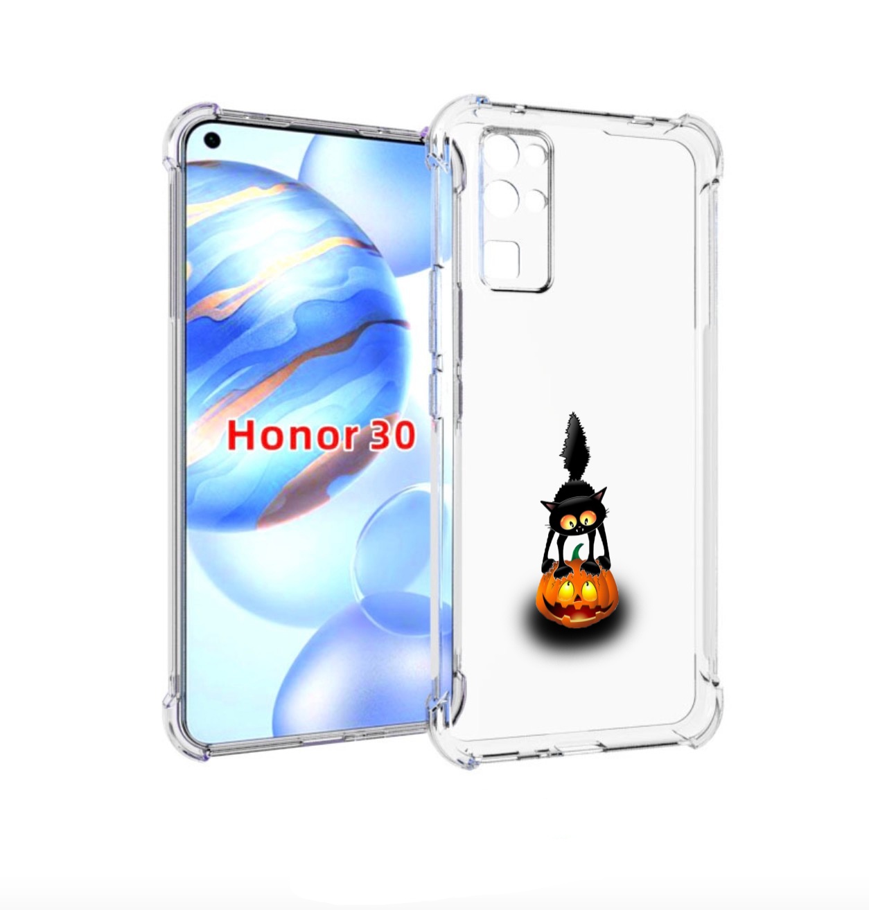 

Чехол бампер MyPads Котик с тыквой для Honor 30 (BMH-AN10) проти, Прозрачный, Tocco