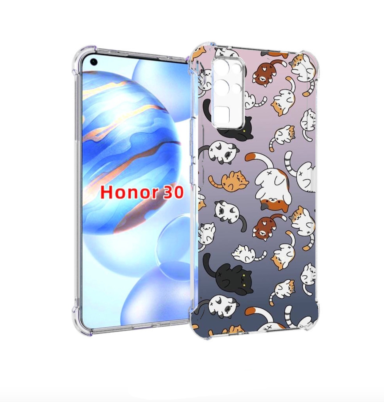 

Чехол бампер MyPads Котики-летают для Honor 30 (BMH-AN10) против, Прозрачный, Tocco