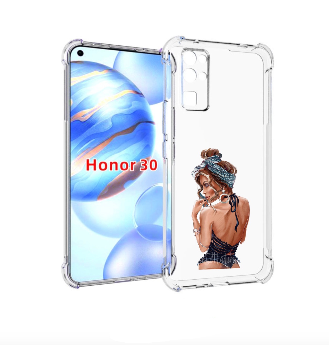 

Чехол бампер MyPads Красивая-дама женский для Honor 30 (BMH-AN10, Прозрачный, Tocco