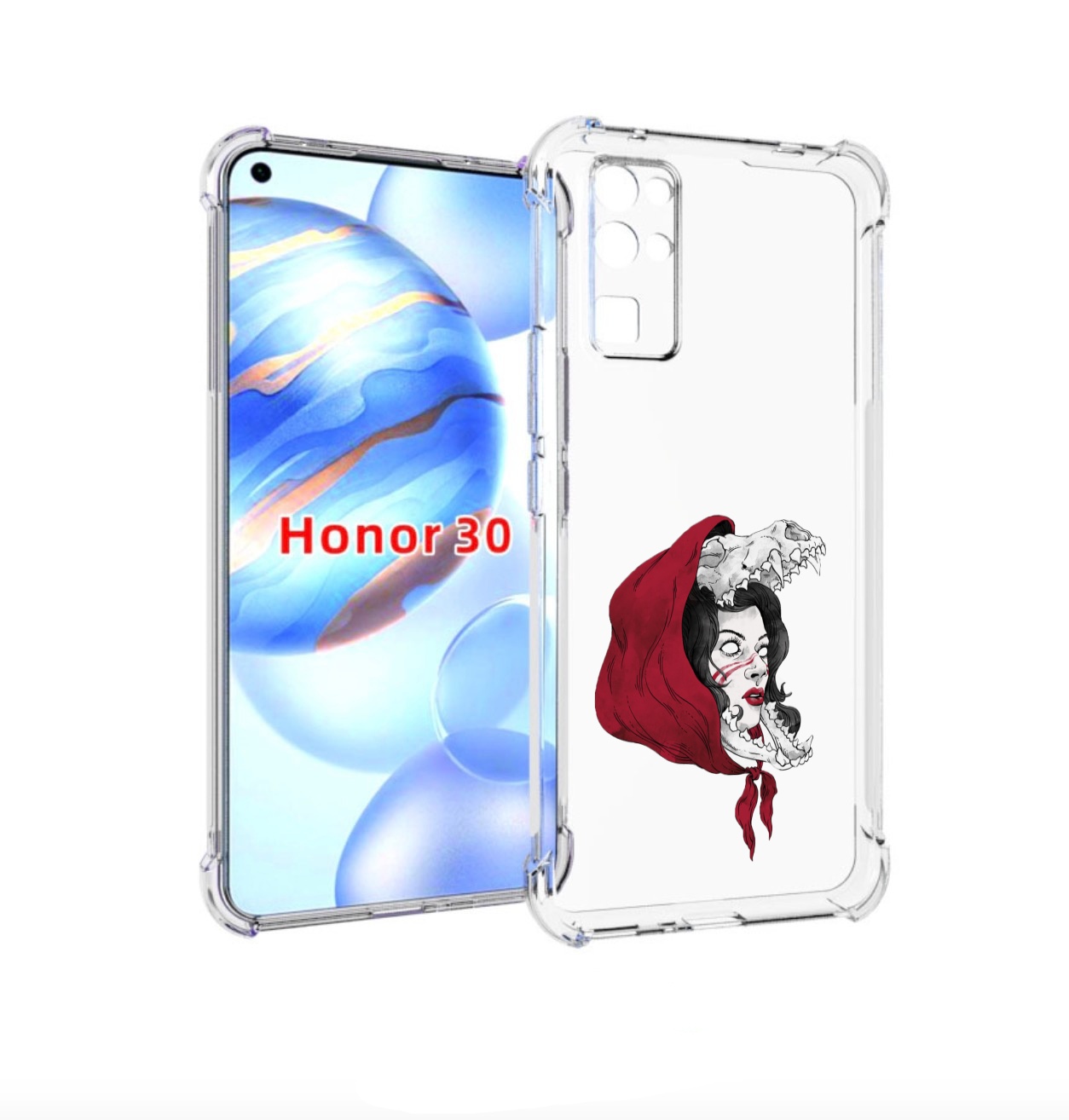 

Чехол бампер MyPads Красная шапочка и волк женский для Honor 30, Прозрачный, Tocco