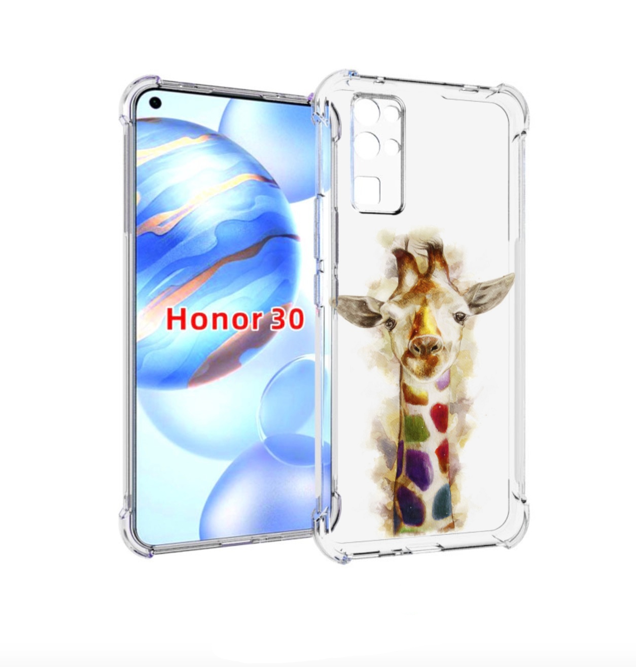 

Чехол бампер MyPads Красочный жираф для Honor 30 (BMH-AN10) прот, Прозрачный, Tocco