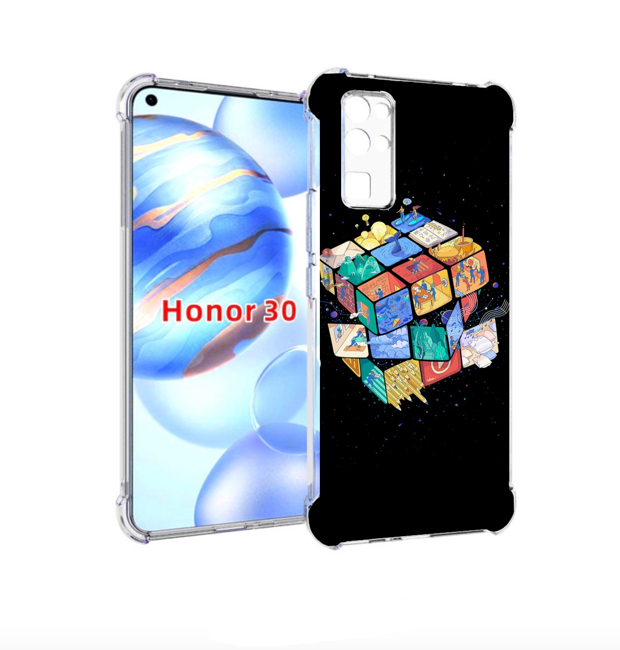 

Чехол бампер MyPads Кубик-Рубика для Honor 30 (BMH-AN10) противо, Прозрачный, Tocco