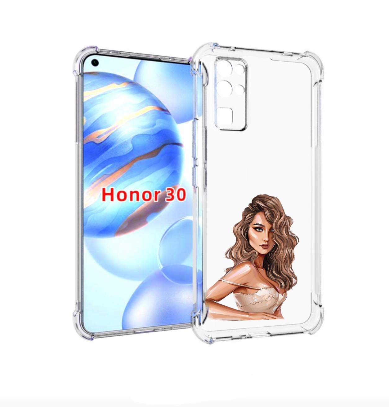 

Чехол бампер MyPads Кудрявая-девушка женский для Honor 30 (BMH-A, Прозрачный, Tocco