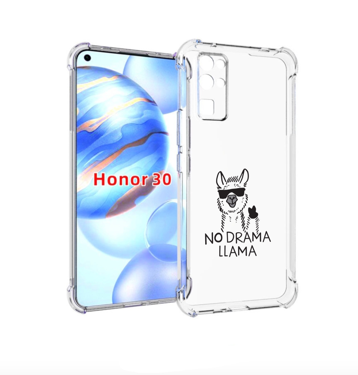 Чехол бампер MyPads Лама для Honor 30 (BMH-AN10) противоударный