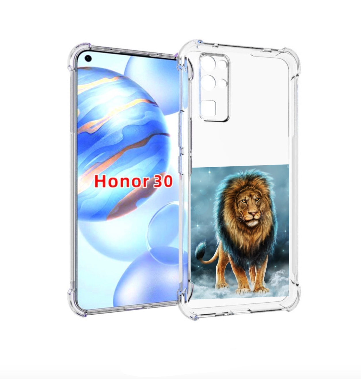 

Чехол бампер MyPads Лев-в-тумане для Honor 30 (BMH-AN10) противо, Прозрачный, Tocco