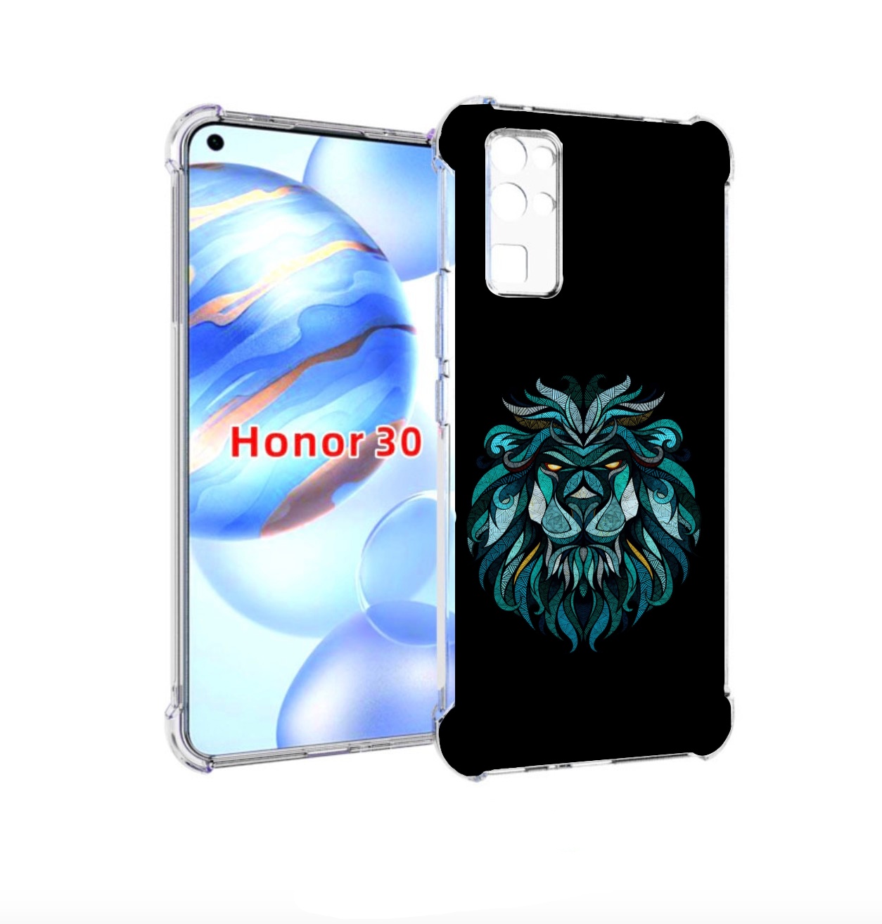 

Чехол бампер MyPads Лев-красивый-зеленый для Honor 30 (BMH-AN10), Прозрачный, Tocco