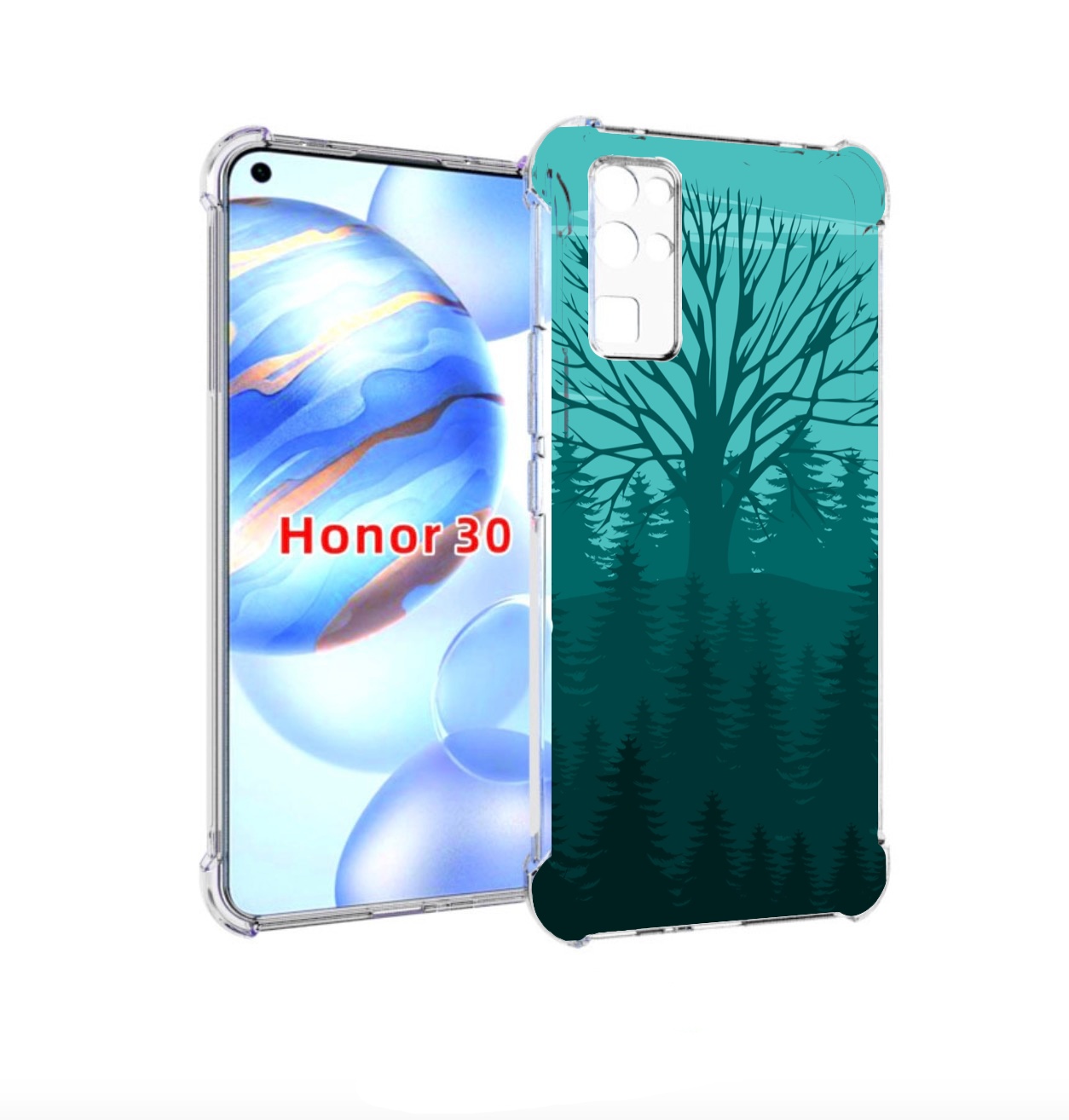 Чехол бампер MyPads Лес для Honor 30 (BMH-AN10) противоударный