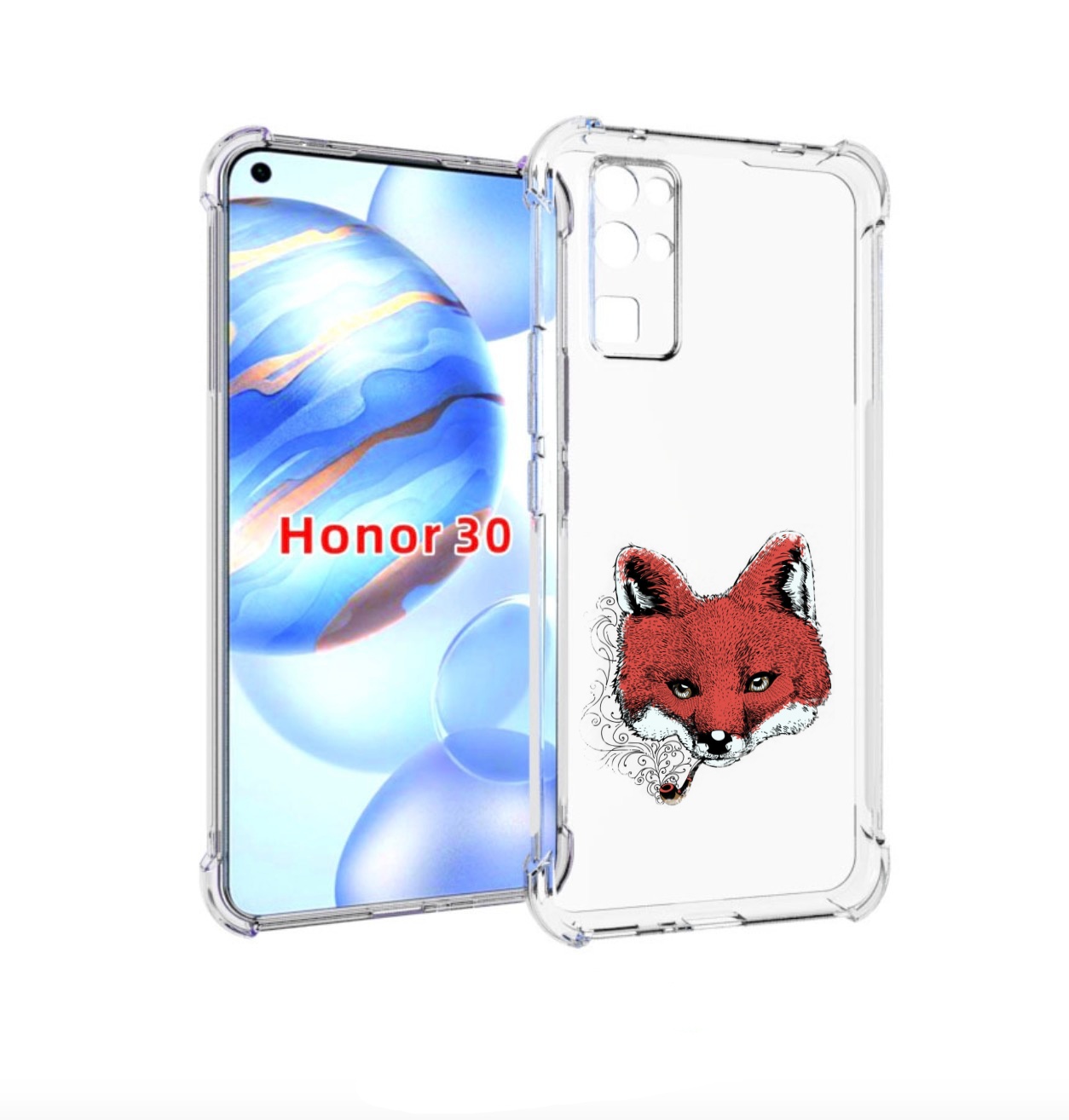 

Чехол бампер MyPads Лис с трубкой для Honor 30 (BMH-AN10) против, Прозрачный, Tocco