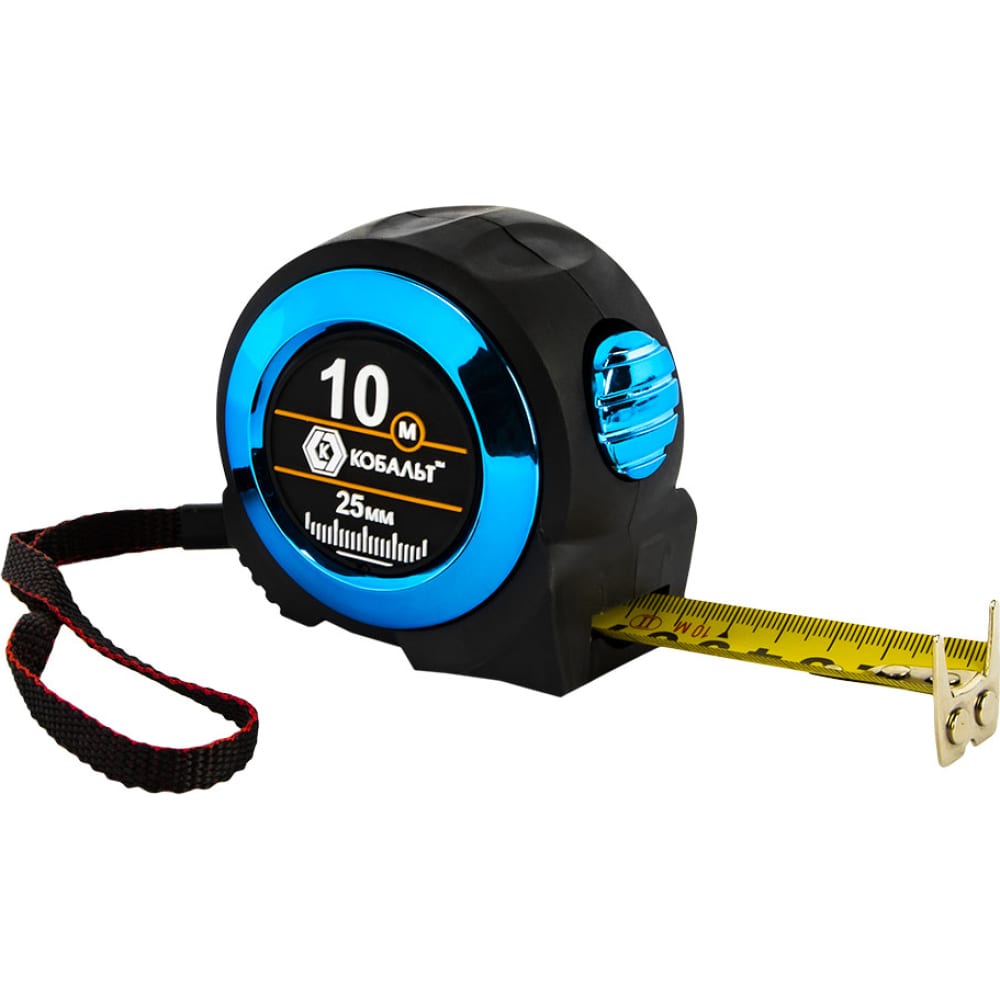 

КОБАЛЬТ Рулетка Экстра 10м x 25мм металлический корпус толщина 0,13 мм, автостоп, магнит,