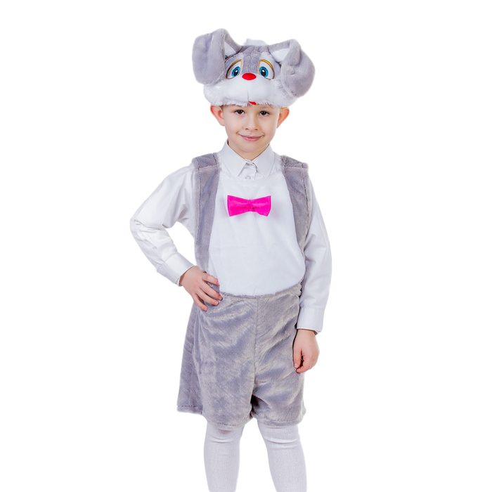 Карнавальный костюм «Зайчик серый», комбинезон, маска-шапочка, р. 30-32, рост 122 см карнавальный костюм бока волк цв серый р 122