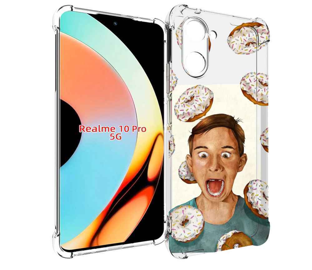 

Чехол бампер MyPads Бешенные-пончики для Realme 10 Pro противоуд..., Прозрачный, Tocco