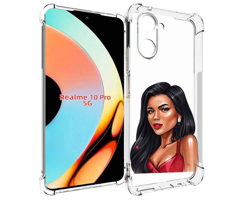 

Чехол бампер MyPads Брюнетка-в-красном-платье для Realme 10 Pro ..., Прозрачный, Tocco