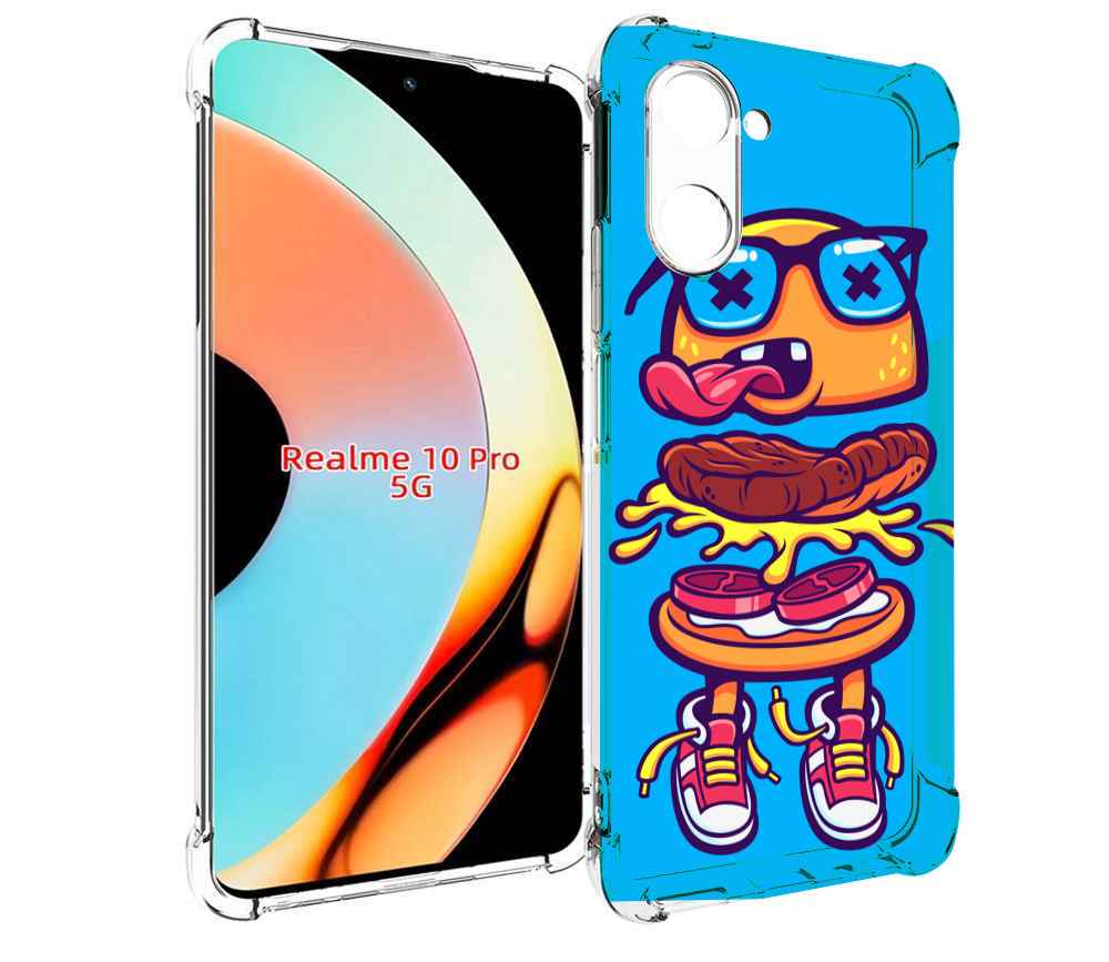 

Чехол бампер MyPads Бургер с очками для Realme 10 Pro противоуда..., Прозрачный, Tocco