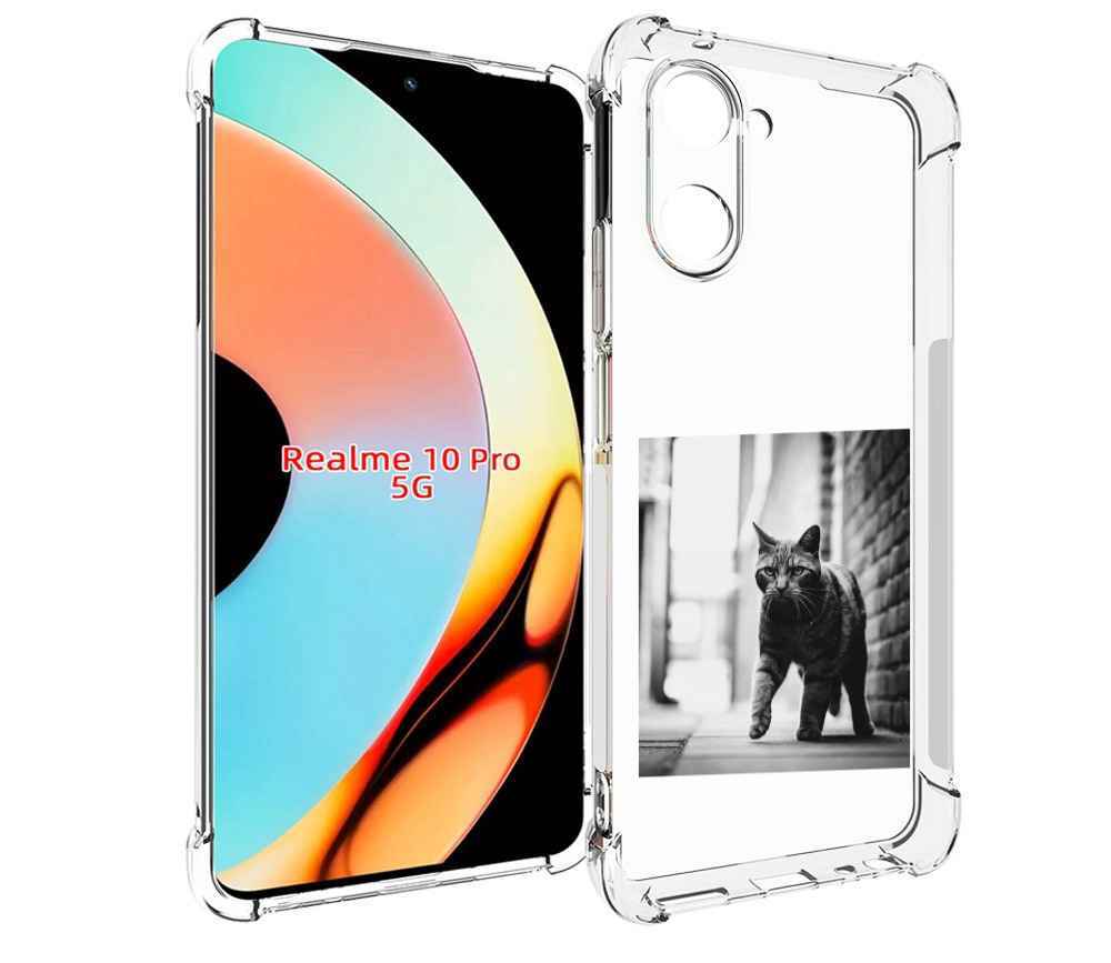 

Чехол бампер MyPads Важный-кот для Realme 10 Pro противоударный, Прозрачный, Tocco