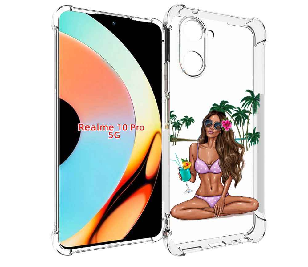 

Чехол бампер MyPads Гавайская-девушка женский для Realme 10 Pro ..., Прозрачный, Tocco