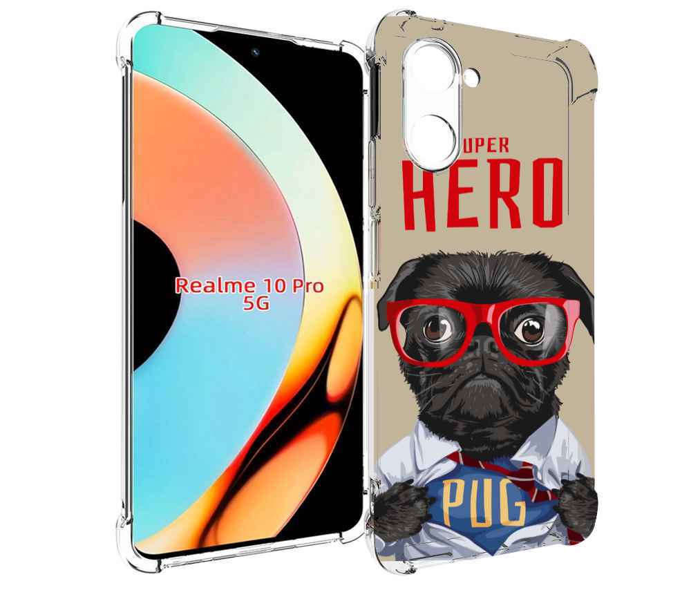 

Чехол бампер MyPads Герой-PUG для Realme 10 Pro противоударный, Прозрачный, Tocco