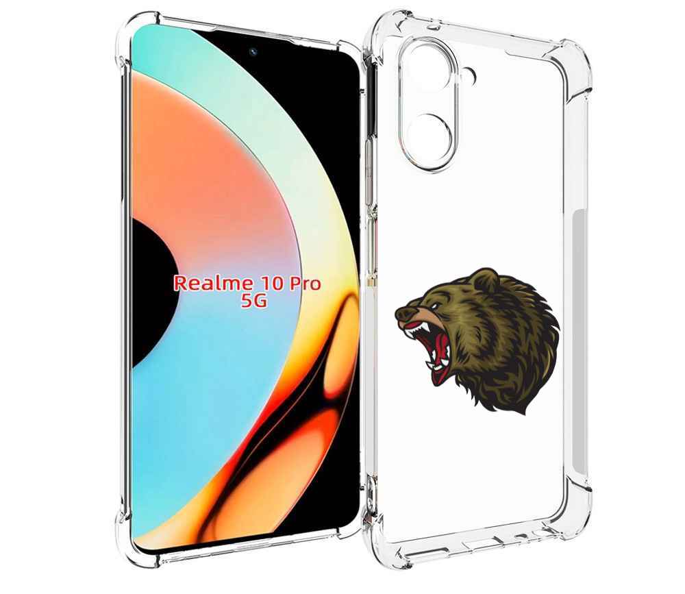 Чехол бампер MyPads Голова-медведь для Realme 10 Pro противоударный