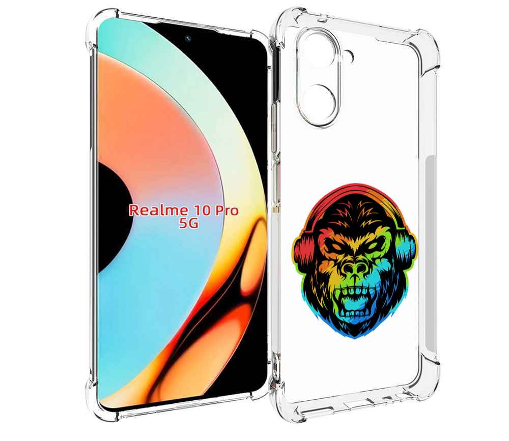 

Чехол бампер MyPads Горилла-в-наушниках для Realme 10 Pro против..., Прозрачный, Tocco