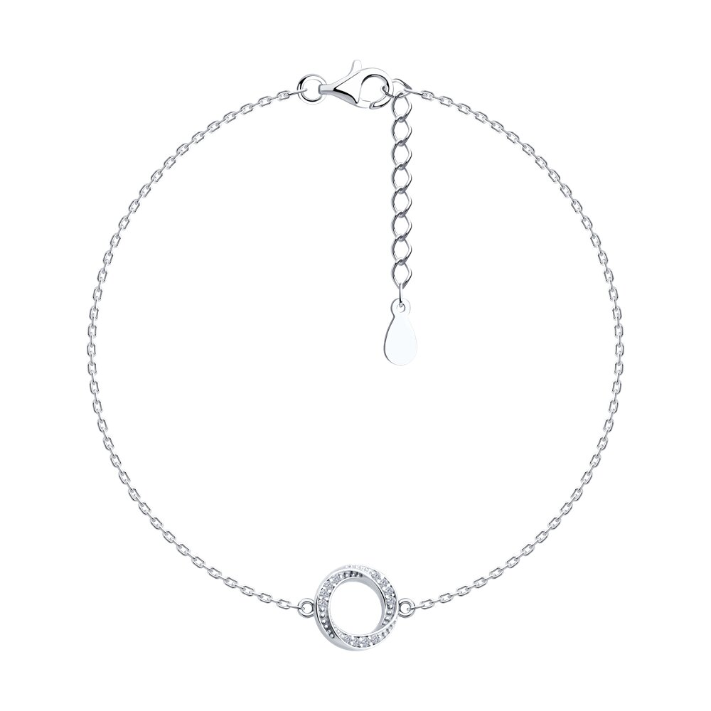 

Браслет из серебра р. 16 SOKOLOV 94051075-91, фианит, 94051075-91