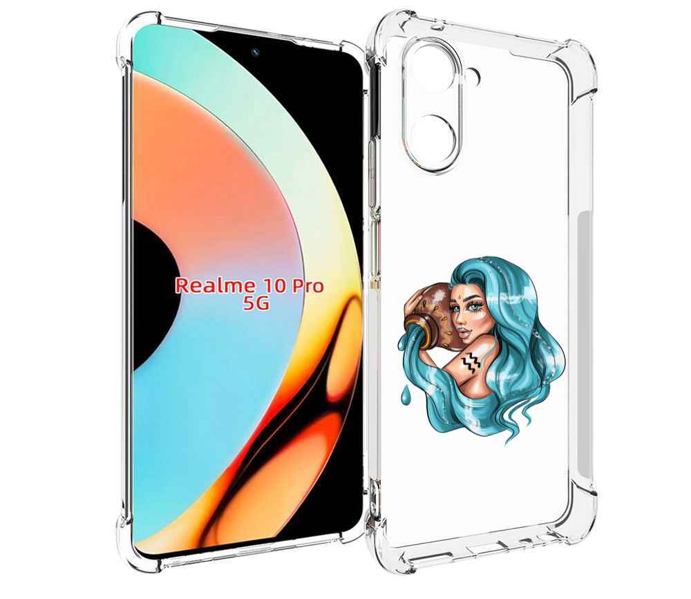 

Чехол бампер MyPads Девушка-Водолей для Realme 10 Pro противоуда..., Прозрачный, Tocco