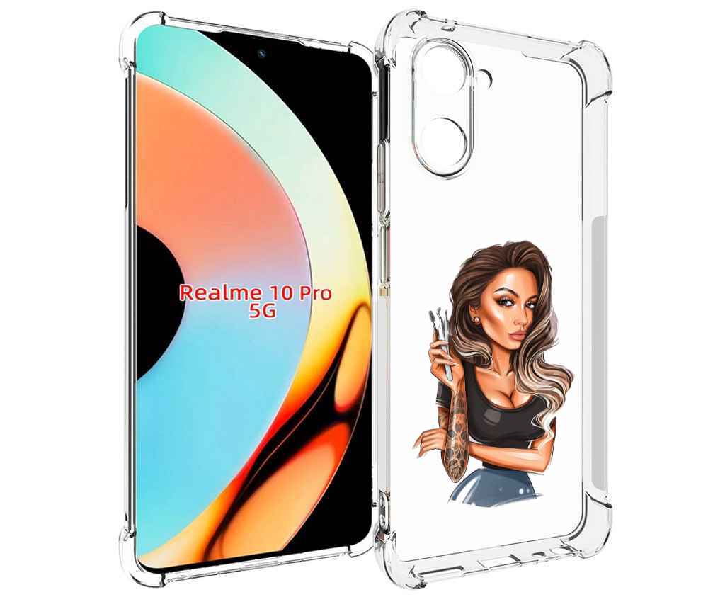 

Чехол бампер MyPads Девушка-бровист для Realme 10 Pro противоуда..., Прозрачный, Tocco
